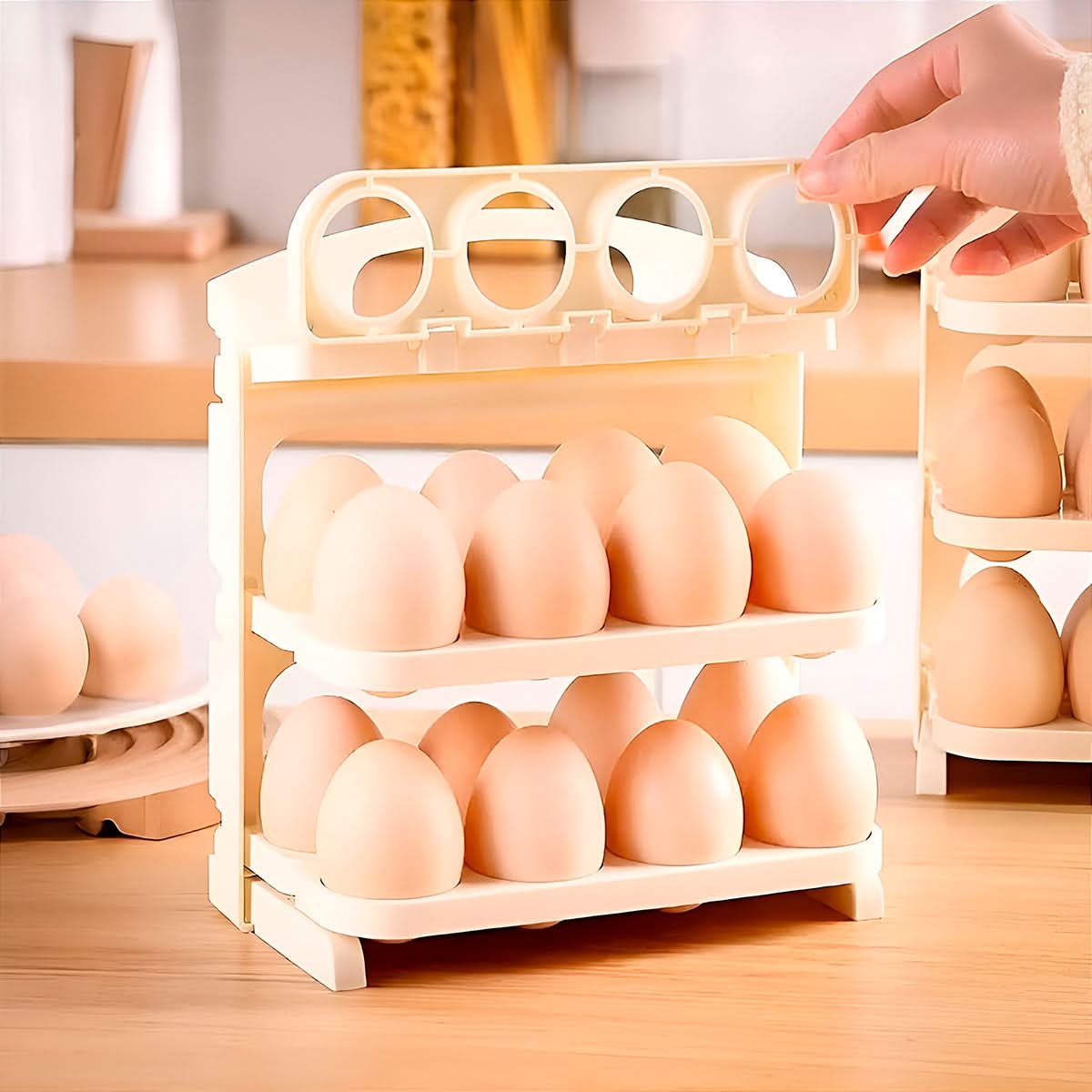 Porta Ovos Dobrável Armazenamento Organizador Geladeira